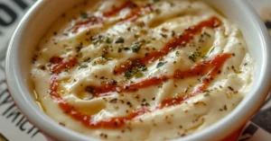 Homemade garlic sauce inspired by Papa John’s, with a creamy texture and flavorful seasonings