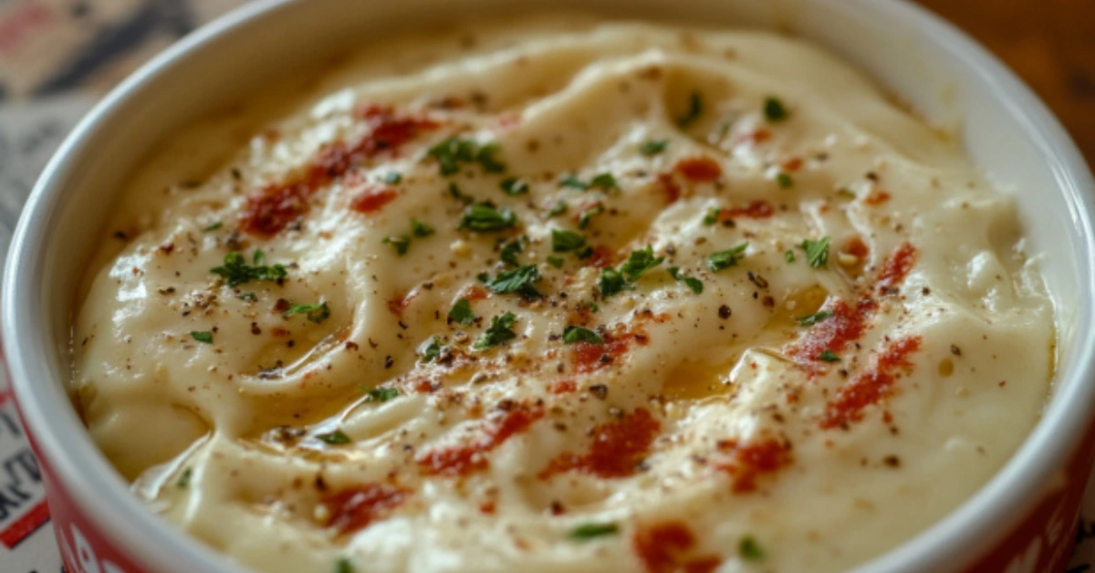 Creamy homemade garlic sauce with herbs and spices, inspired by Papa John’s recipe