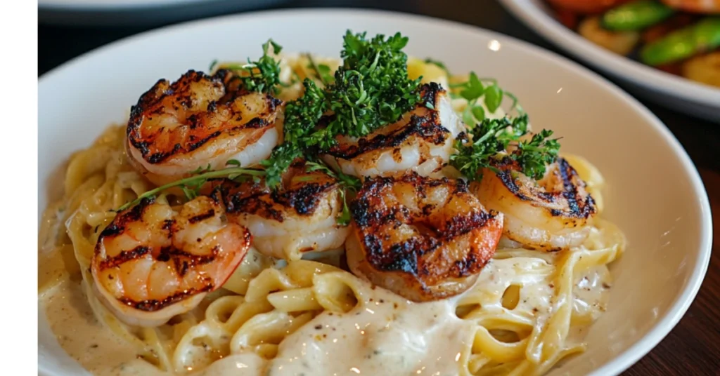 Three variations of Cajun Alfredo sauce with shrimp, roasted vegetables, and grilled chicken.