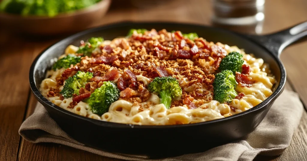 Customized Chick-fil-A mac and cheese with bacon and broccoli