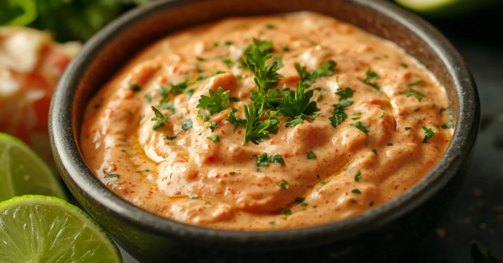 Bowl of Creamy Bang Bang Sauce Garnished with Parsley