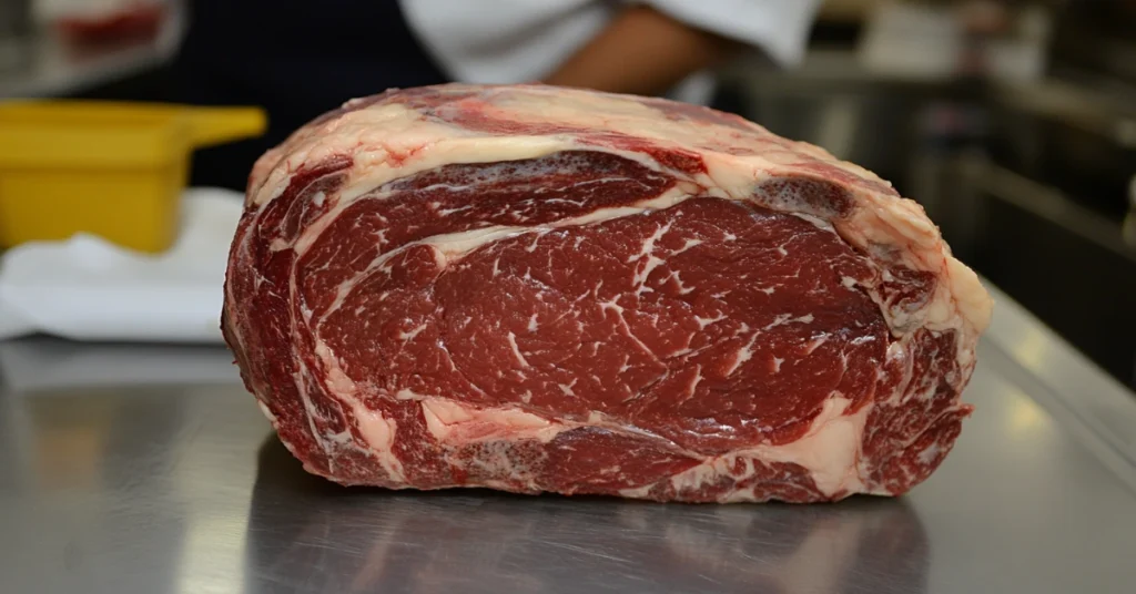 Ribeye roast cut showing marbling